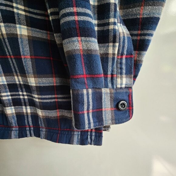 L.L. Bean Mens Fleece Lined Flannel Shirt, Blue Plaid, Cotton, Size Medium - Picture 6 of 9